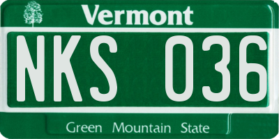VT license plate NKS036