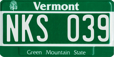 VT license plate NKS039