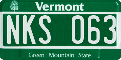 VT license plate NKS063