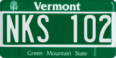 VT license plate NKS102