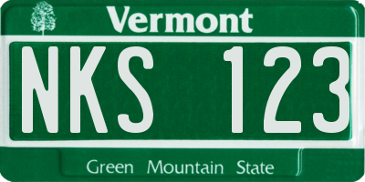 VT license plate NKS123
