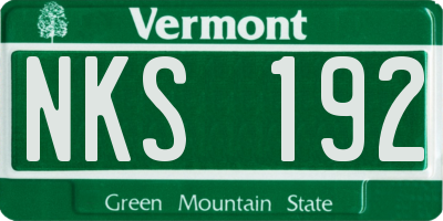 VT license plate NKS192