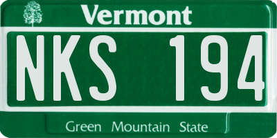 VT license plate NKS194