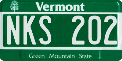 VT license plate NKS202
