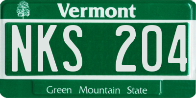 VT license plate NKS204