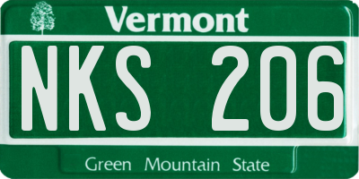 VT license plate NKS206