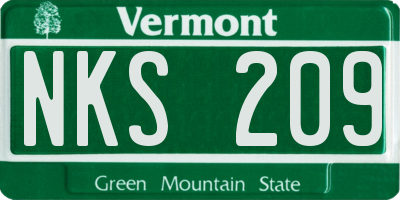 VT license plate NKS209