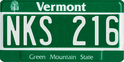 VT license plate NKS216