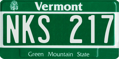 VT license plate NKS217