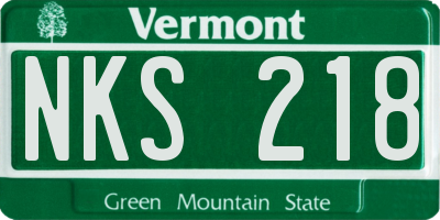 VT license plate NKS218