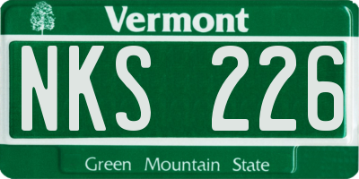 VT license plate NKS226