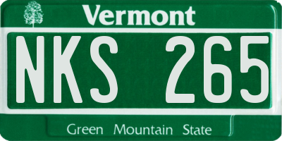 VT license plate NKS265