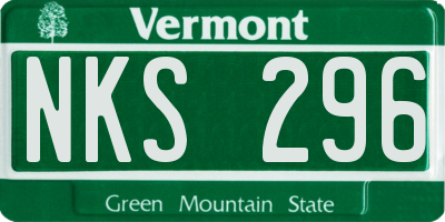 VT license plate NKS296