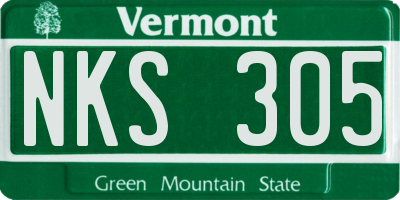 VT license plate NKS305