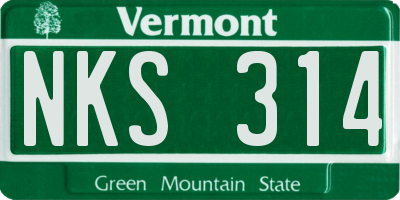 VT license plate NKS314