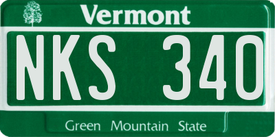 VT license plate NKS340