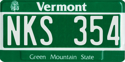 VT license plate NKS354