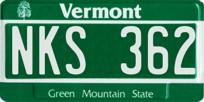 VT license plate NKS362