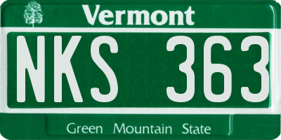 VT license plate NKS363