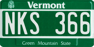 VT license plate NKS366