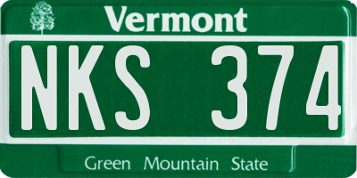 VT license plate NKS374