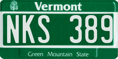 VT license plate NKS389