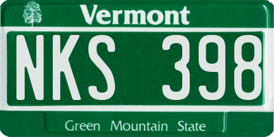 VT license plate NKS398