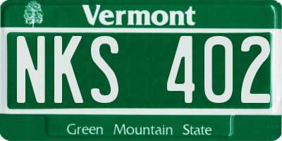 VT license plate NKS402
