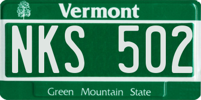 VT license plate NKS502