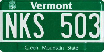 VT license plate NKS503