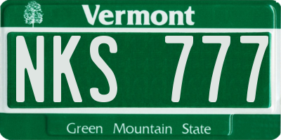 VT license plate NKS777