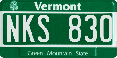 VT license plate NKS830