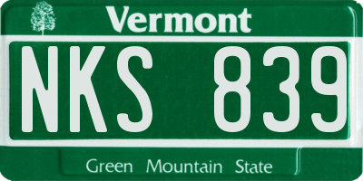 VT license plate NKS839