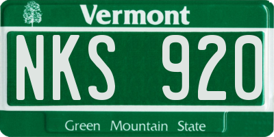 VT license plate NKS920
