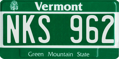 VT license plate NKS962