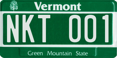 VT license plate NKT001