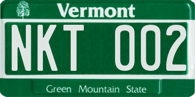 VT license plate NKT002