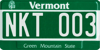 VT license plate NKT003