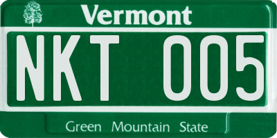 VT license plate NKT005