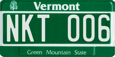 VT license plate NKT006