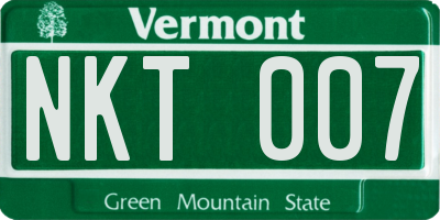 VT license plate NKT007