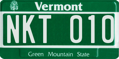 VT license plate NKT010