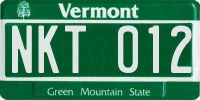 VT license plate NKT012