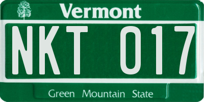 VT license plate NKT017