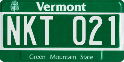 VT license plate NKT021