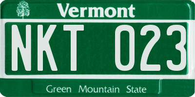 VT license plate NKT023