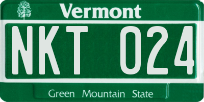 VT license plate NKT024
