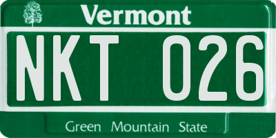 VT license plate NKT026