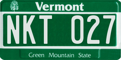 VT license plate NKT027