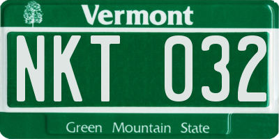 VT license plate NKT032